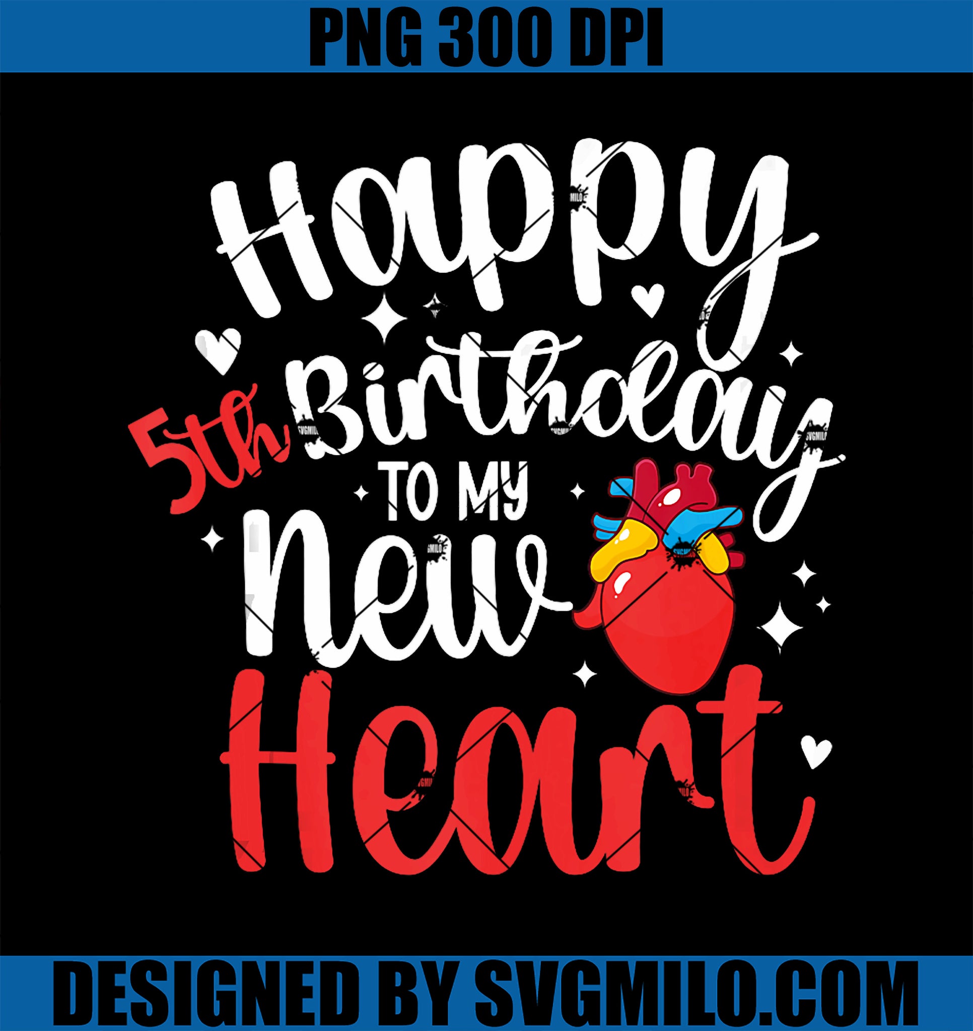 Happy 5th Anniversary 5 Year Heart PNG