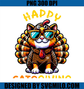 Happy Catsgiving Thanksgiving PNG, Funny Turkey Cat PNG