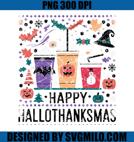 Happy Hallothanksmas PNG, Halloween Thanksgiving Christmas Mashup PNG