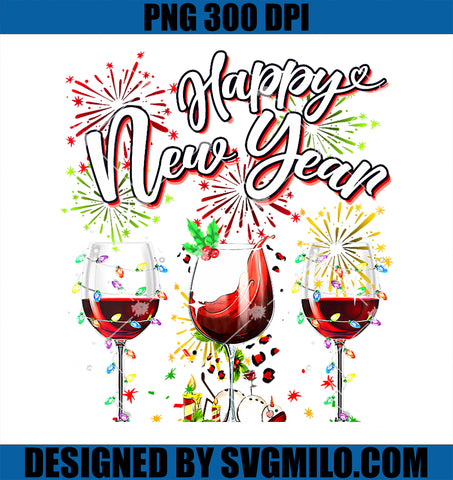 Happy New Year 2024 PNG, New Years Eve Fireworks Glasses Of Wine PNG