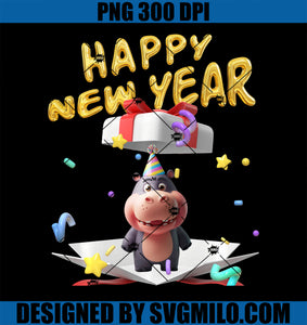 Happy New Year Eve Party PNG, Funny Hippo Family Matching PNG