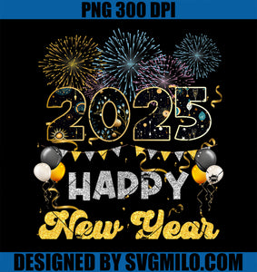 Happy New Year Party 2025 Ballon Family Matching PNG