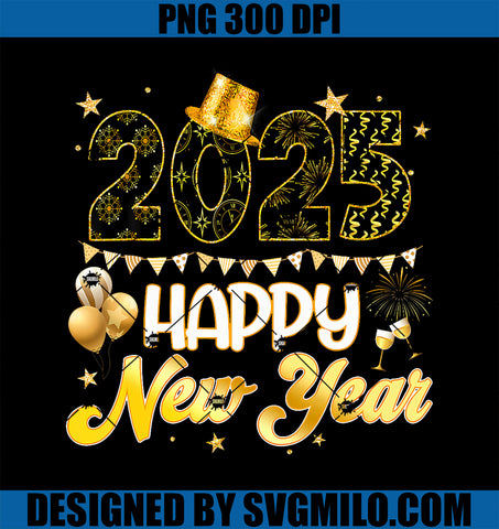 Happy New Year Party 2025 Ballon PNG