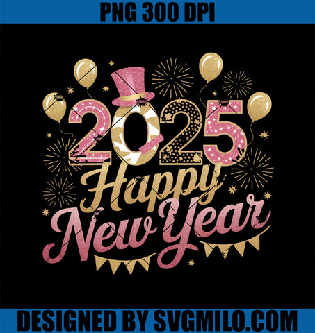 Happy New Year Party 2025 Ballon PNG