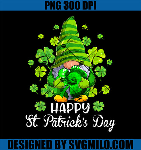 Happy St. Patrick's Day PNG, Gnome Tie Dye Shamrock PNG