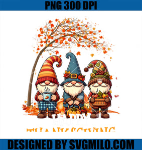 Happy Thanksgiving Gnomes Pumpkin Autumn Leaves Thanksgiving PNG