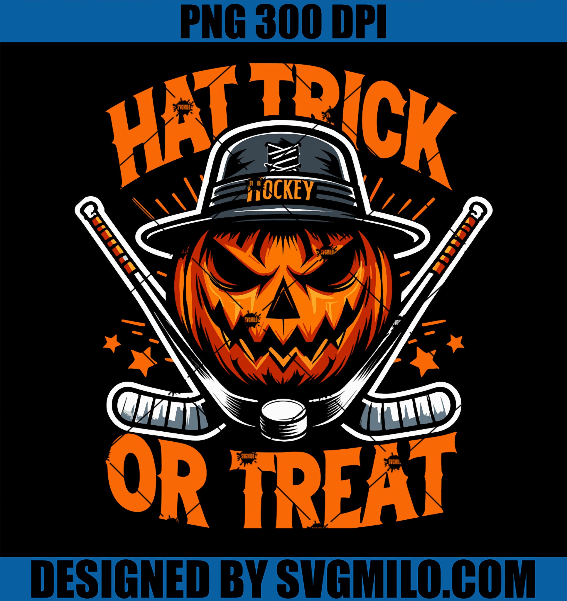 Hat Trick Or Treat Ice Hockey Halloween PNG, Player Coach PNG