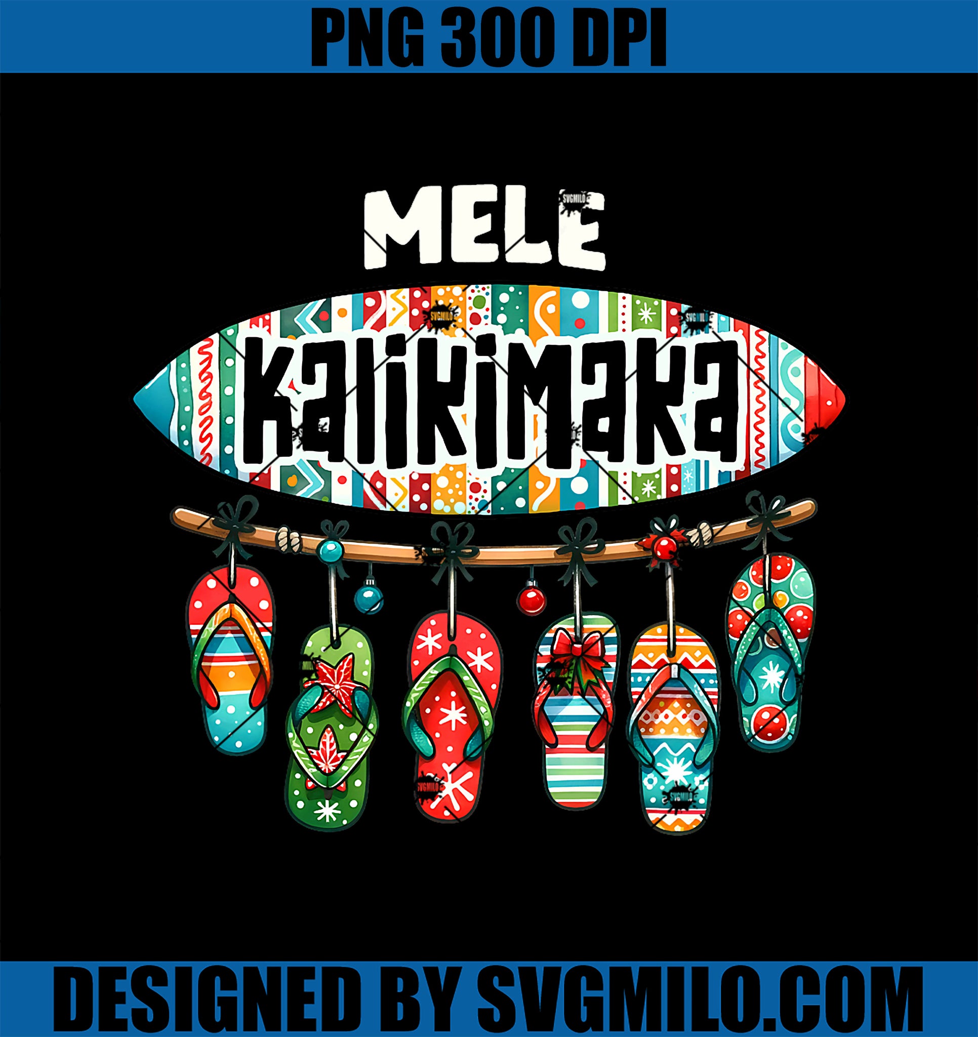 Hawaiian Christmas Mele Kalikimaka Surf Board PNG