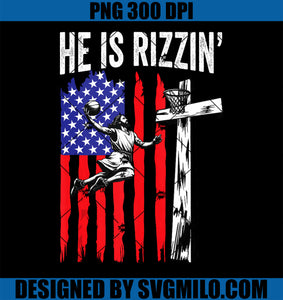 He Is Rizzin Meme Basketball PNG, Retro Christian Cross USA Flag PNG