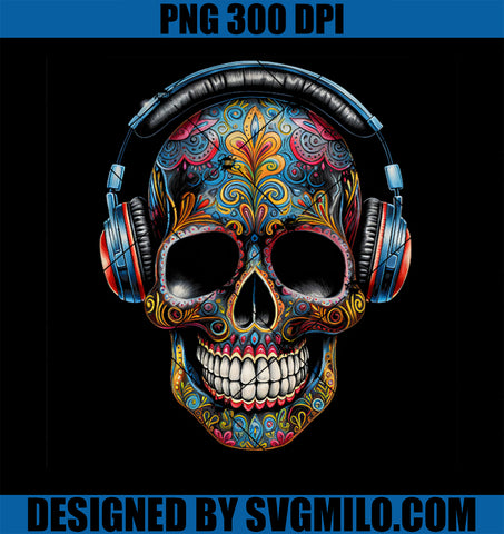 Headphones Cinco de Mayo Sugar Skull Cool Music PNG
