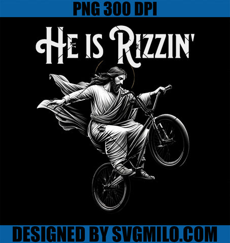 He is Rizzin Jesus Riding BMX Bike PNG, Funny Bicycle Rizz PNG