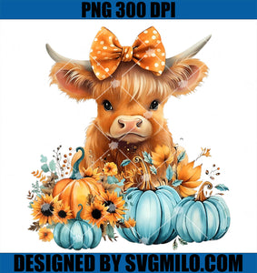 Hey There Pumpkin Fall PNG, Halloween Pumpkin Fall Highland Cow PNG