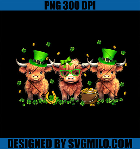 Highland Cow Print PNG, St Patricks Day Shamrock Irish Holiday PNG