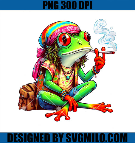 Hippie Frog Smoking Marijuana PNG, Funny Frog Weed Smokers PNG