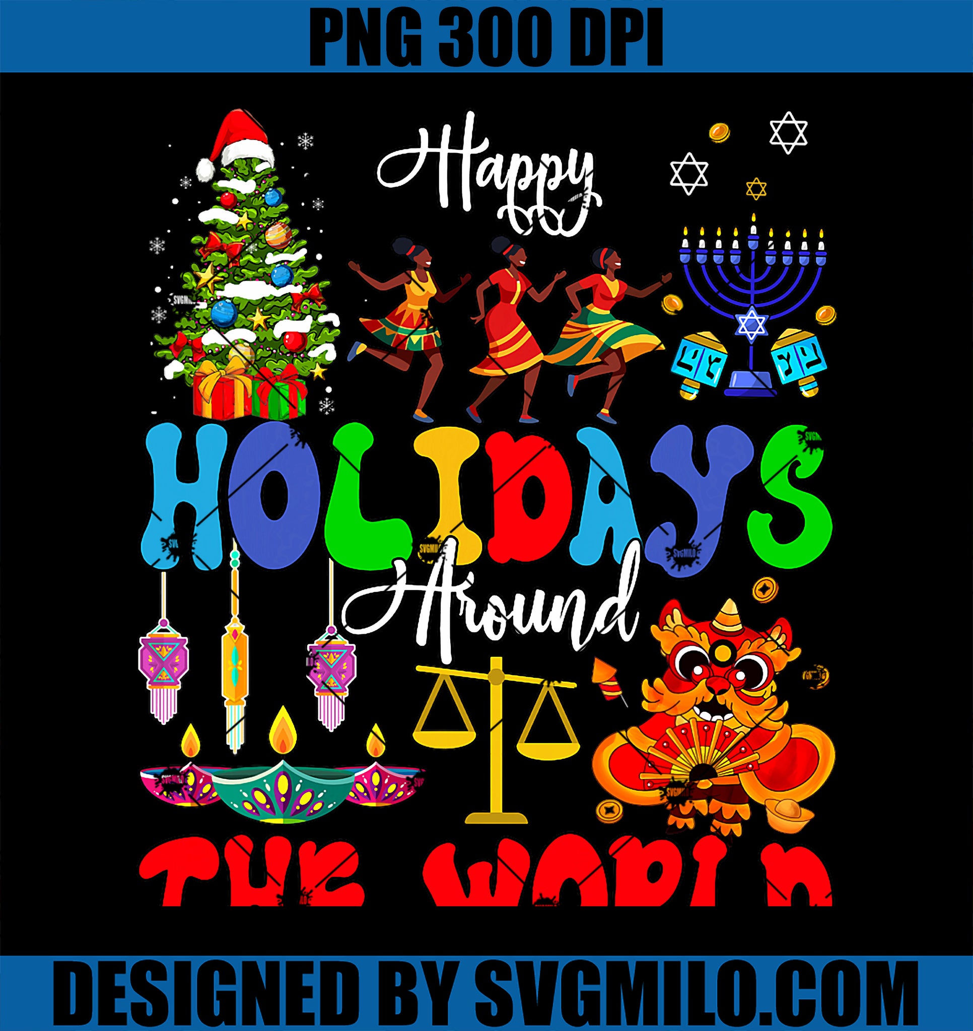 Holidays Around World Xmas Hanukkah Kwanzaa Diwali New Year PNG