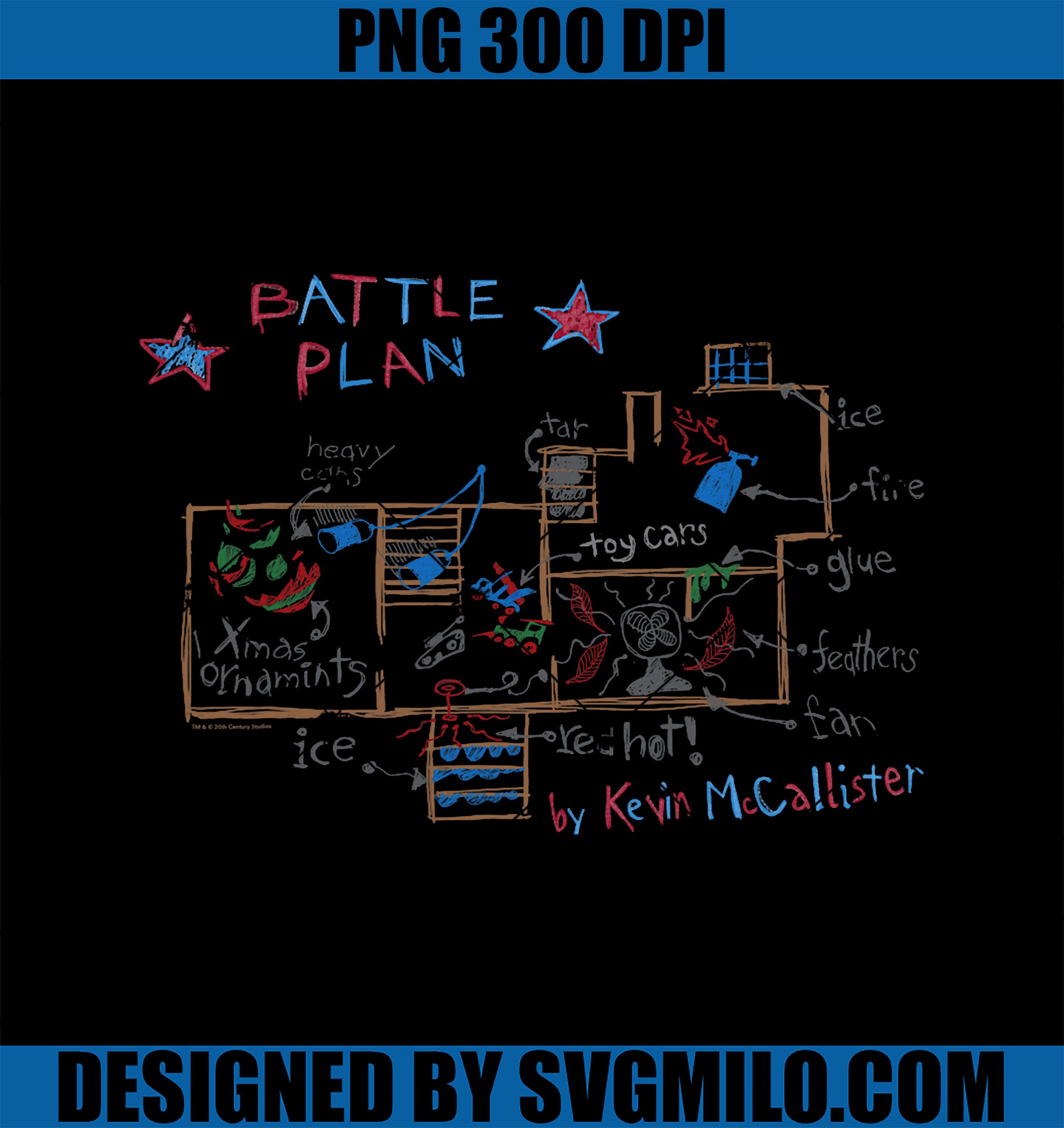 Home Alone Christmas Kevin’s Battle Plan Drawing PNG