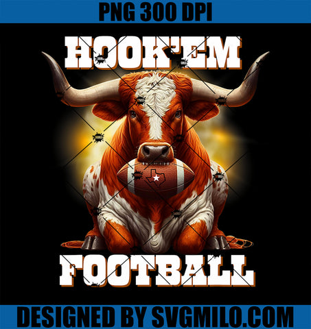 Hook_em State of Texas Football With Hair and Horns PNG