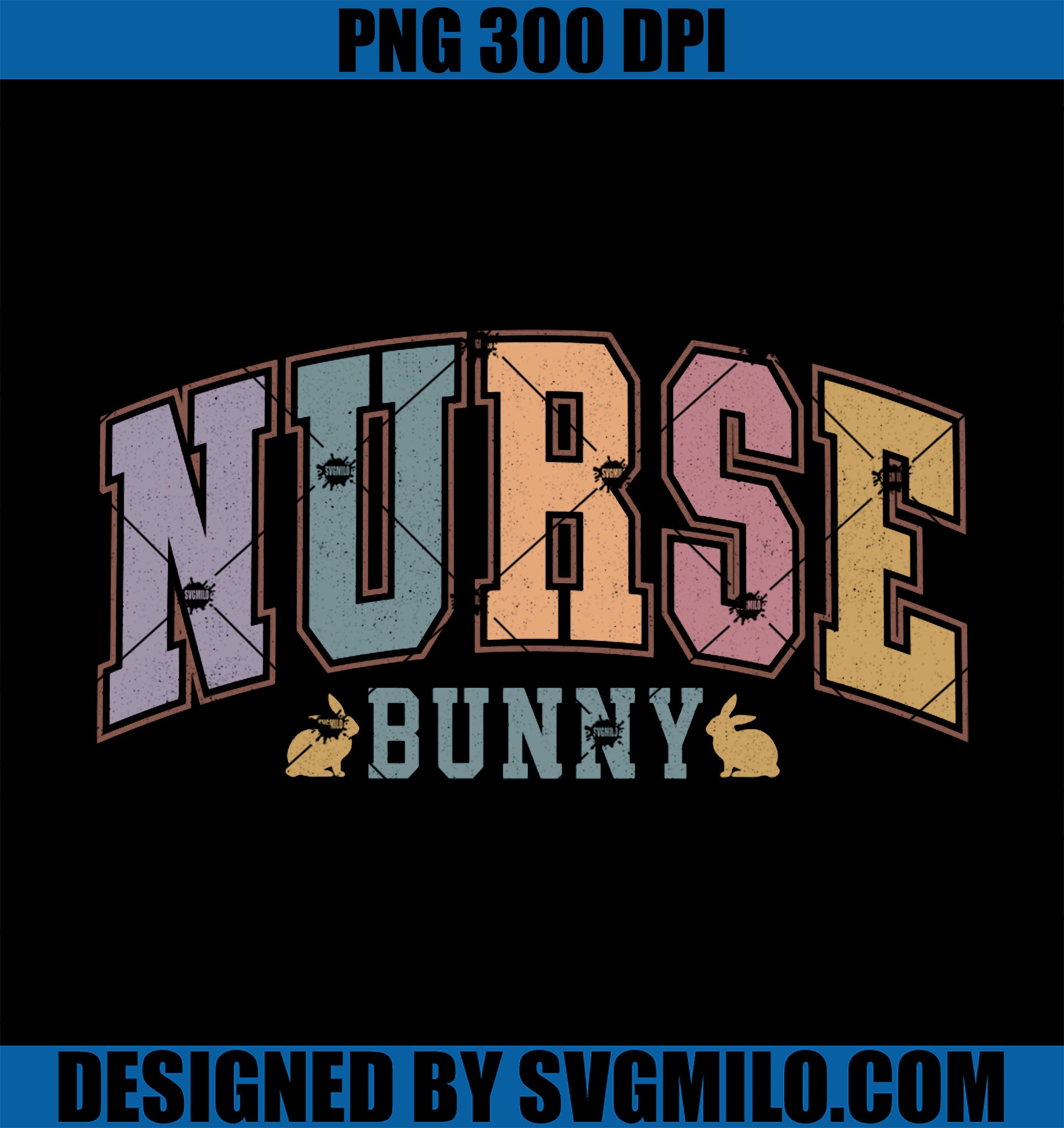 Hoppy l&d NICU ICU PICU Cardiac Nurse Easter Bunny Varsity PNG