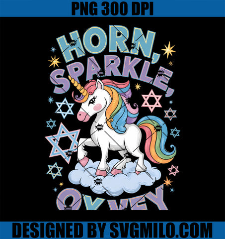 Horn Sparkle Oy Vey Hanukkah PNG, Funny Jewish Unicorn PNG