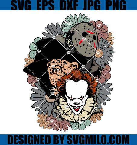 Horror Movie Halloween SVG, Scream Jason Spooky SVG, Horror Character Flower SVG
