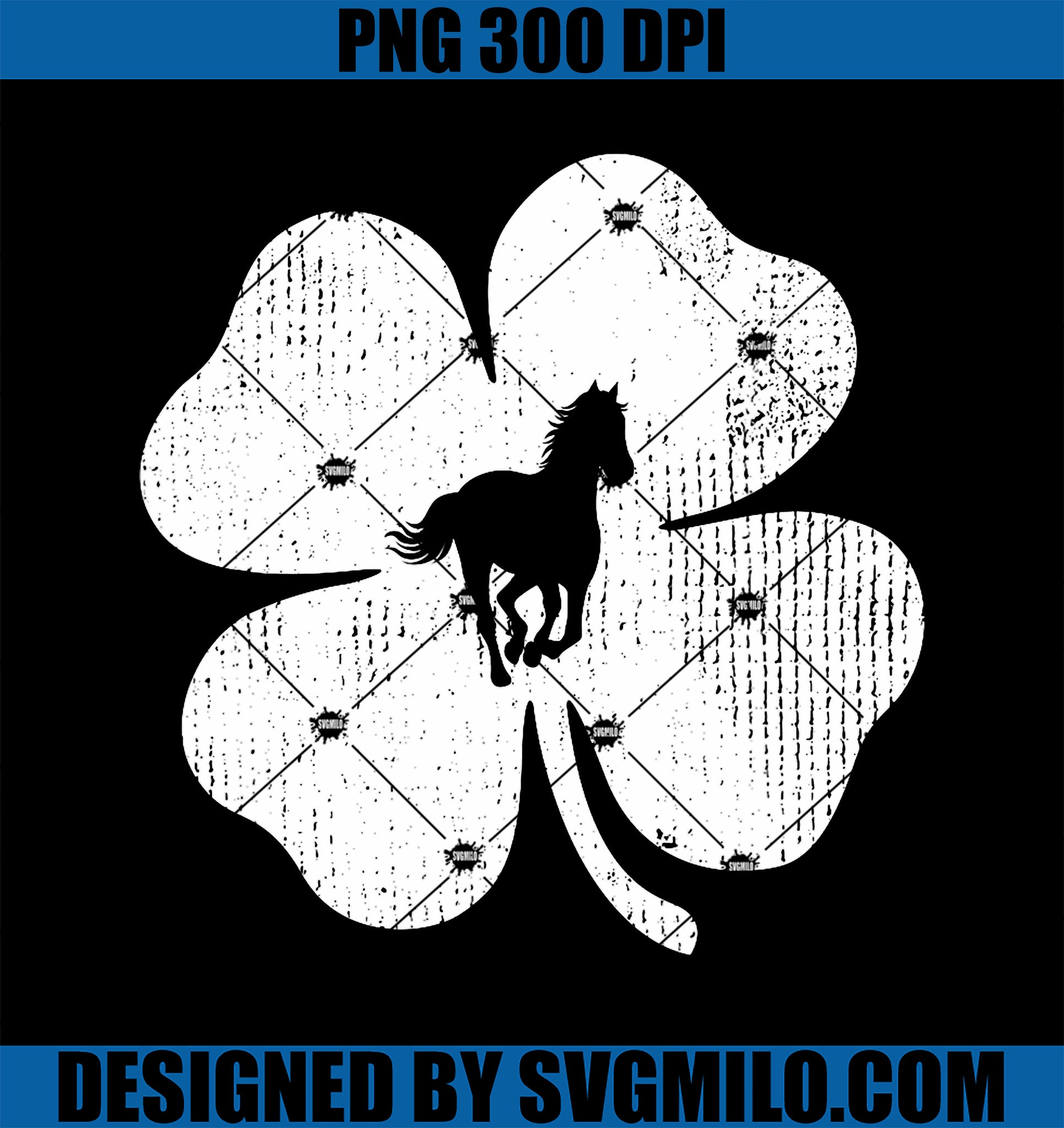 Horse Lucky Shamrock Leaf St Patrick's Day PNG, Funny Gift PNG