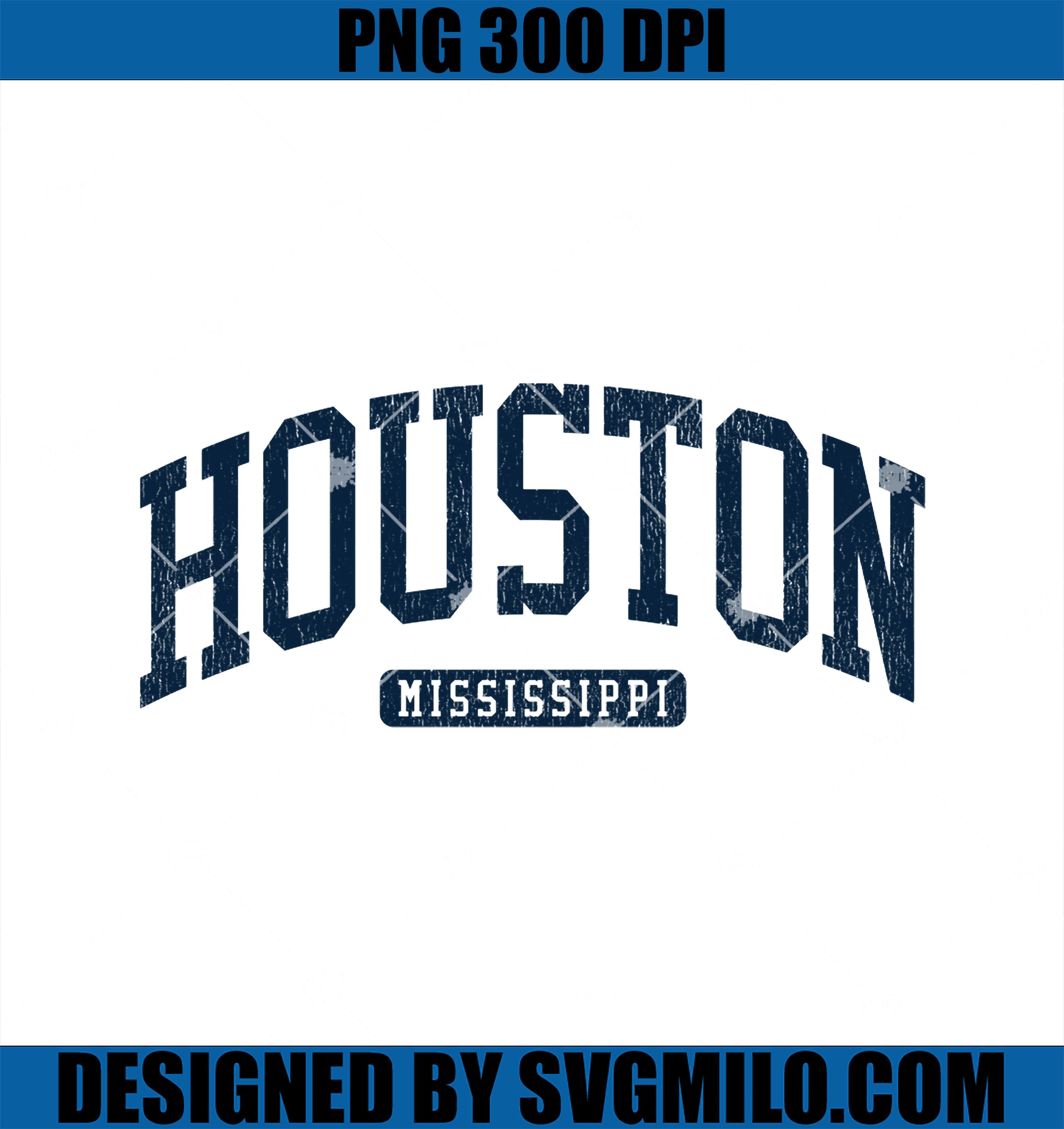 Houston Mississippi MS College University Style Blue PNG