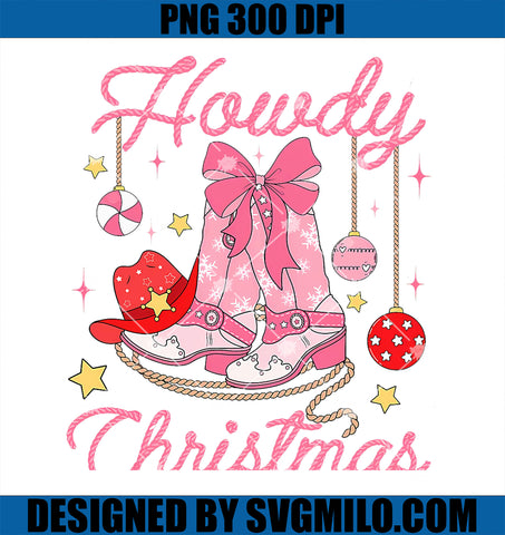 Howdy Christmas Western Cowgirl Boots Pink PNG