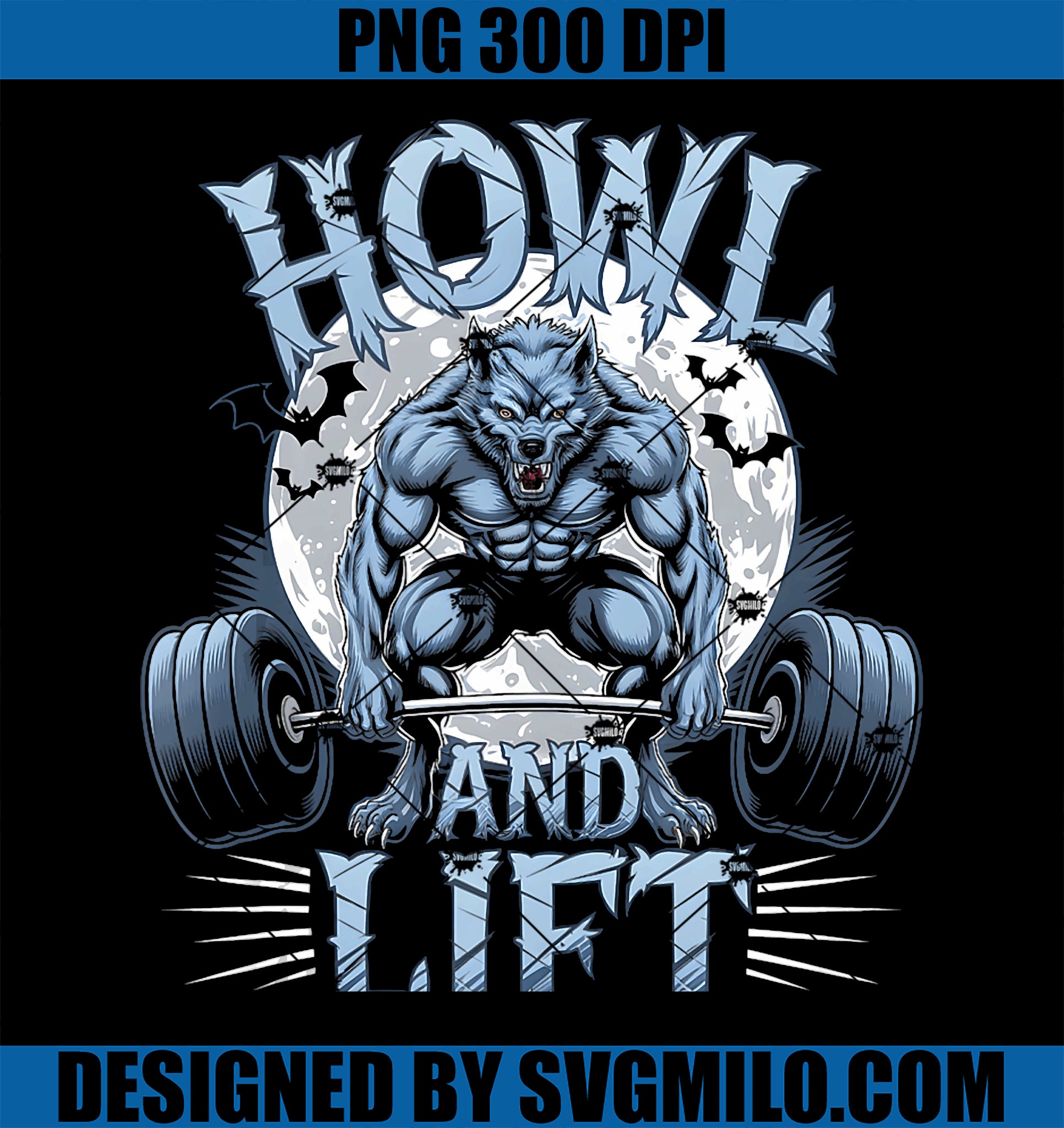 Howl And Lift PNG, Werewolf Halloween Gym Workout PNG