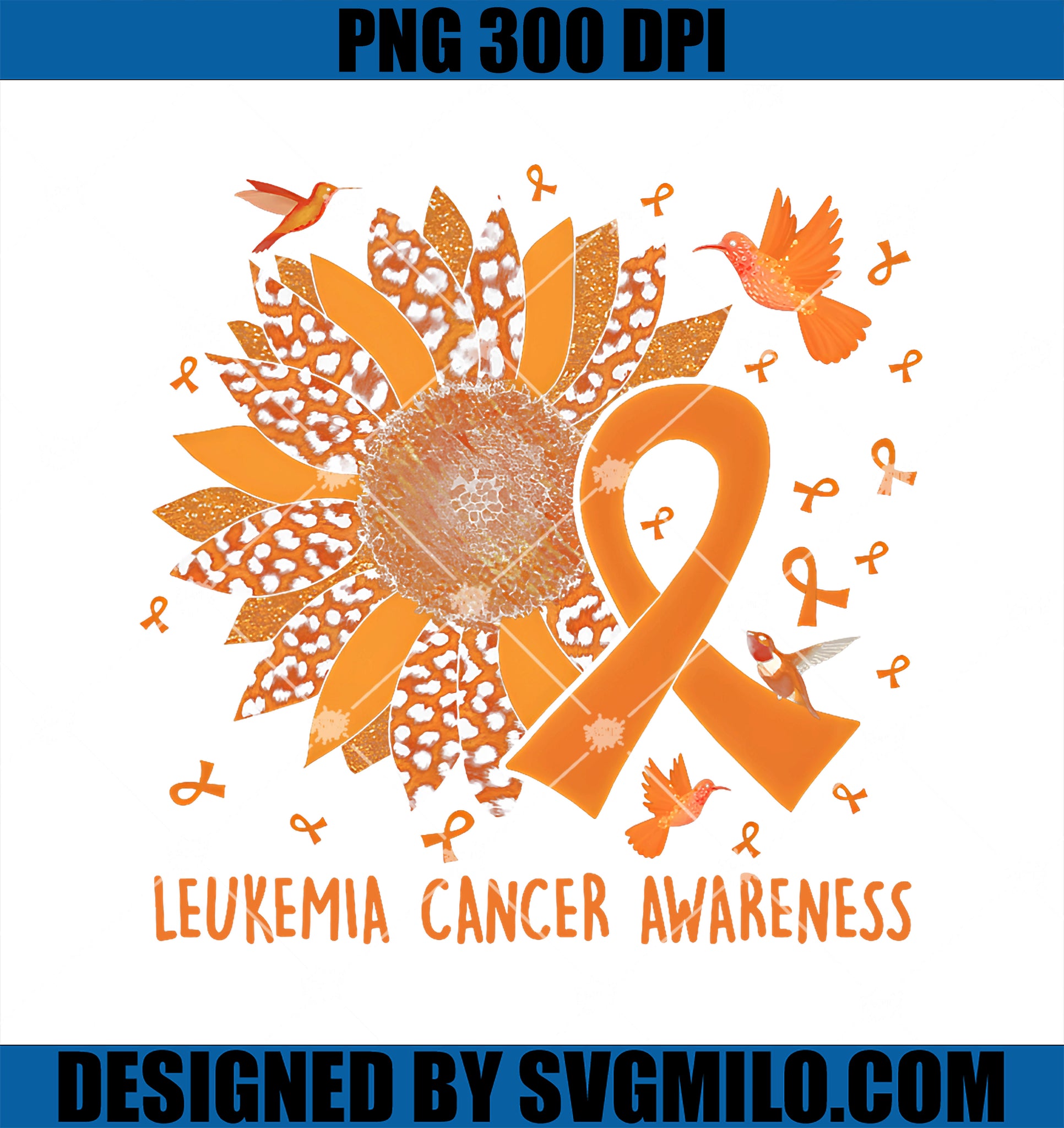 Hummingbird Orange Sunflower Leukemia Cancer Awareness PNG