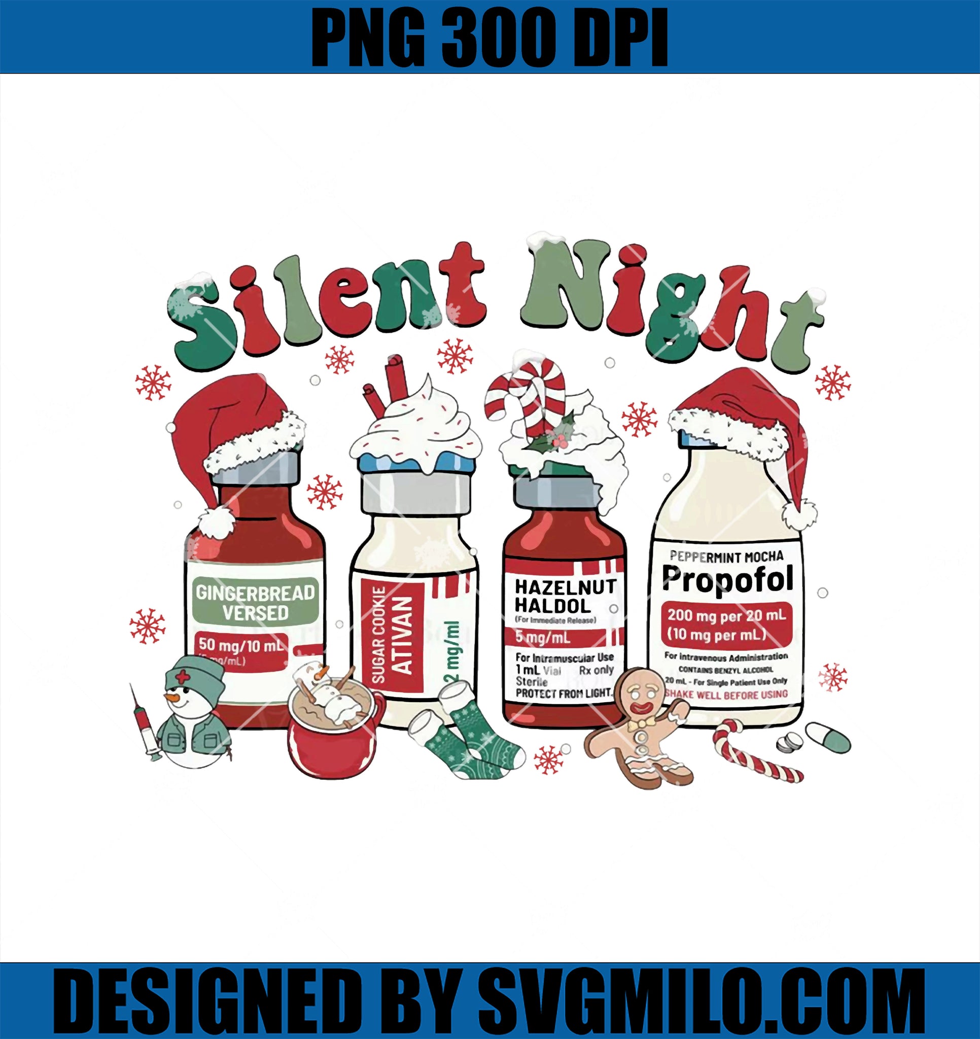 ICU Nurse Christmas Silent Night PNG