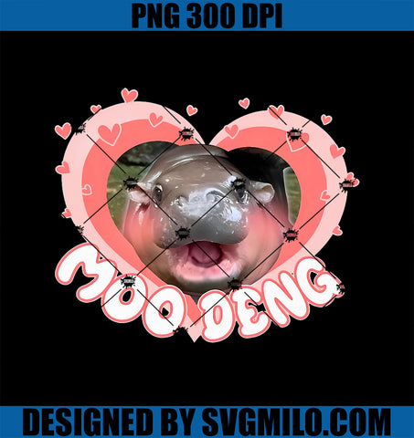 I Love Moo Deng PNG, Baby Hippo Moo Deng I Heart Moo Deng PNG