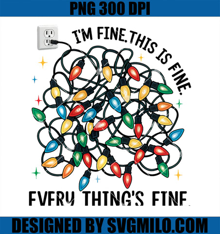 I’m Fine Everything is Fine Tangled Christmas Lights PNG