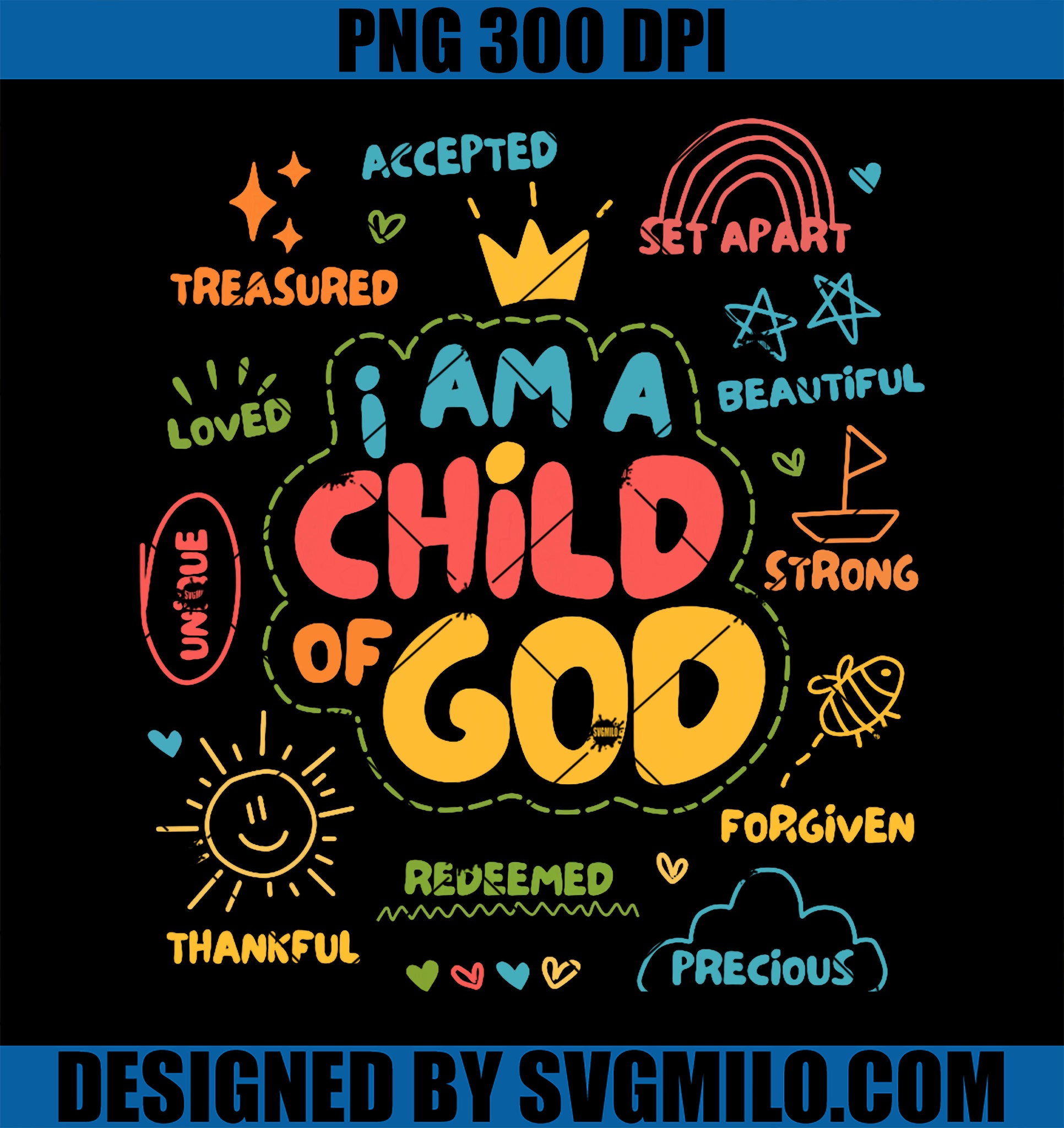 I am a Child of God Christian PNG, Retro Jesus Faith PNG