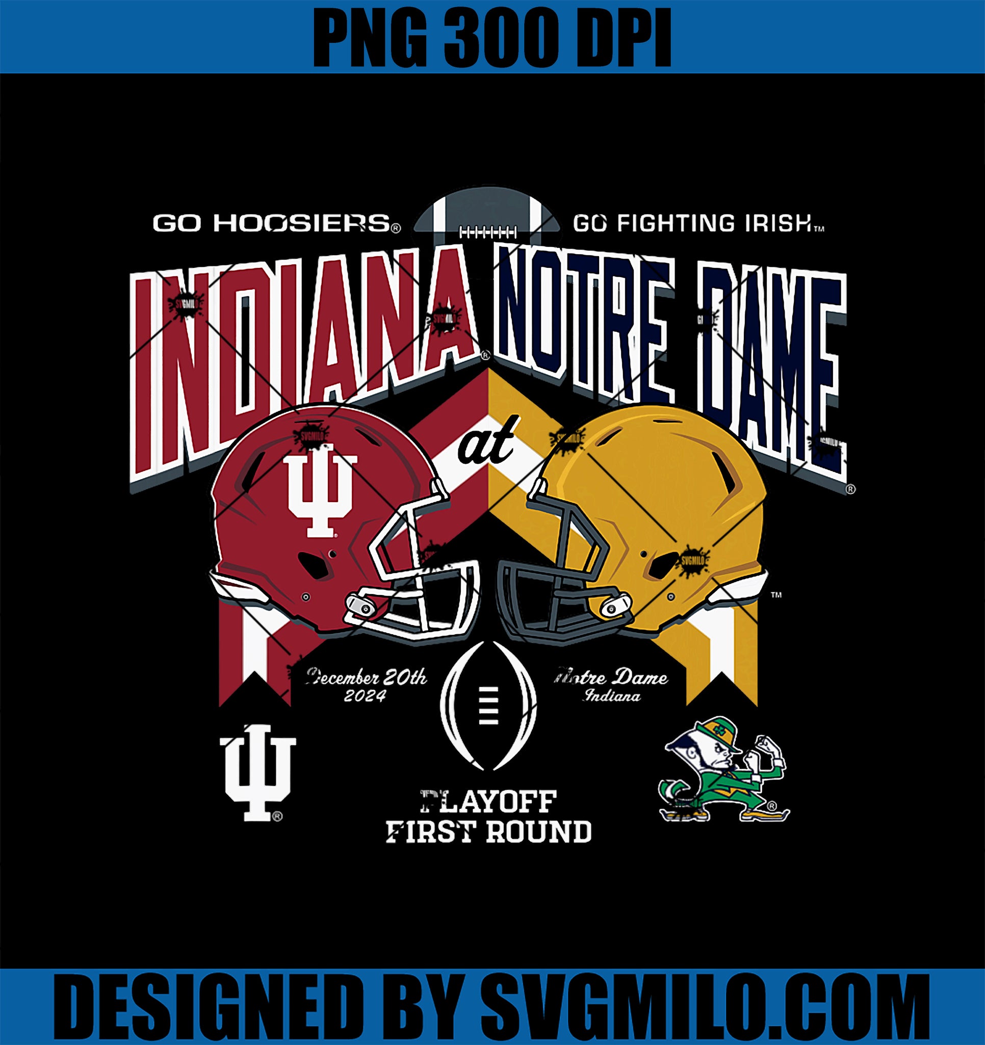 Indiana Hoosiers at Notre Dame Fighting Irish CFP 2024-2025 PNG