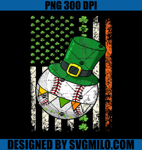 Irish Baseball American Flag Shamrock PNG, Funny St Patricks Day PNG