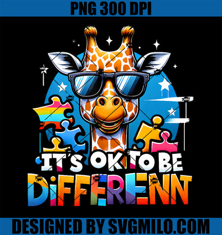 Its Ok To Be Different Autism Awareness Giraffe Boy Girl PNG