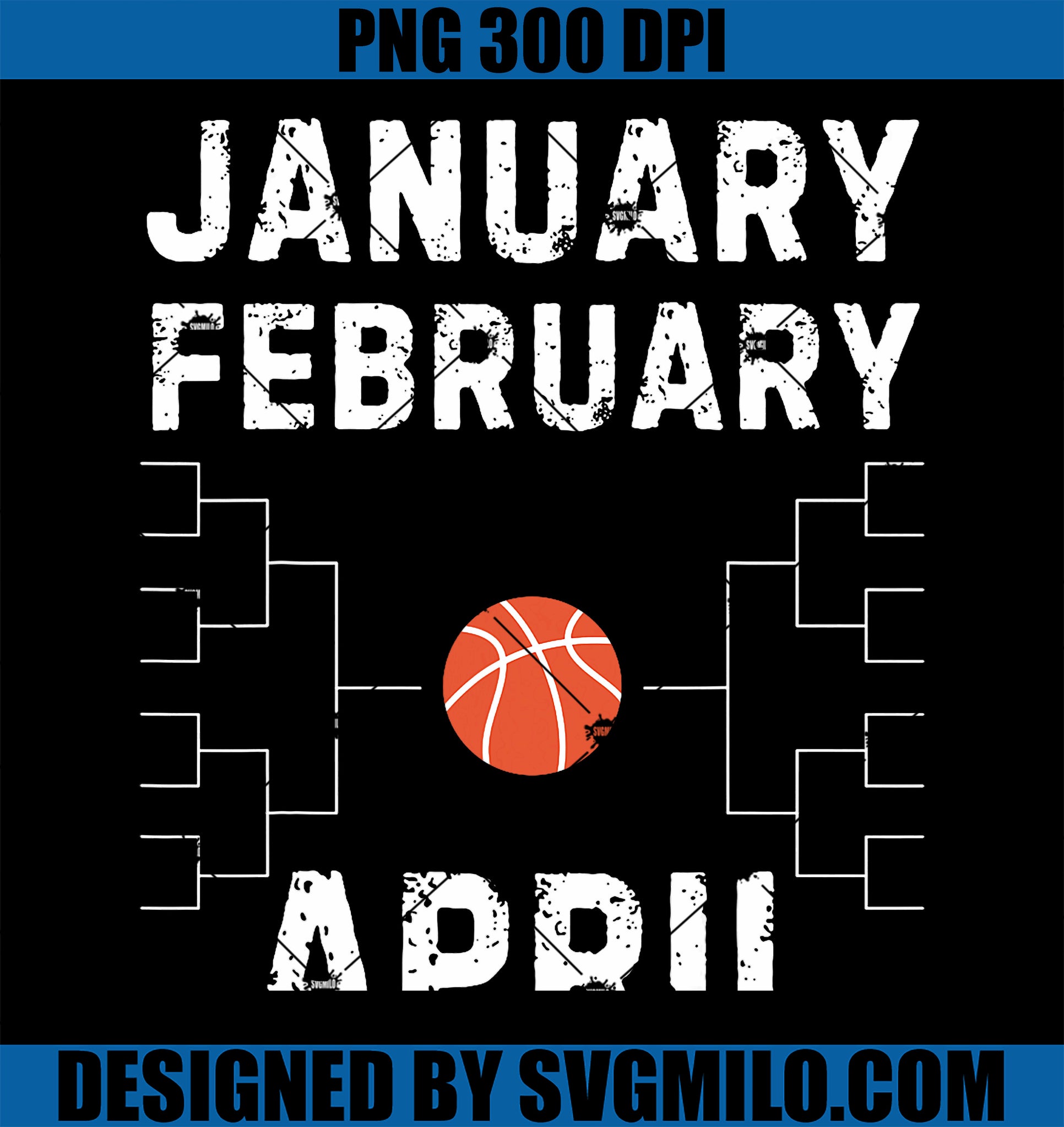 January February Brackets April PNG, Vintage Funny Basketball PNG