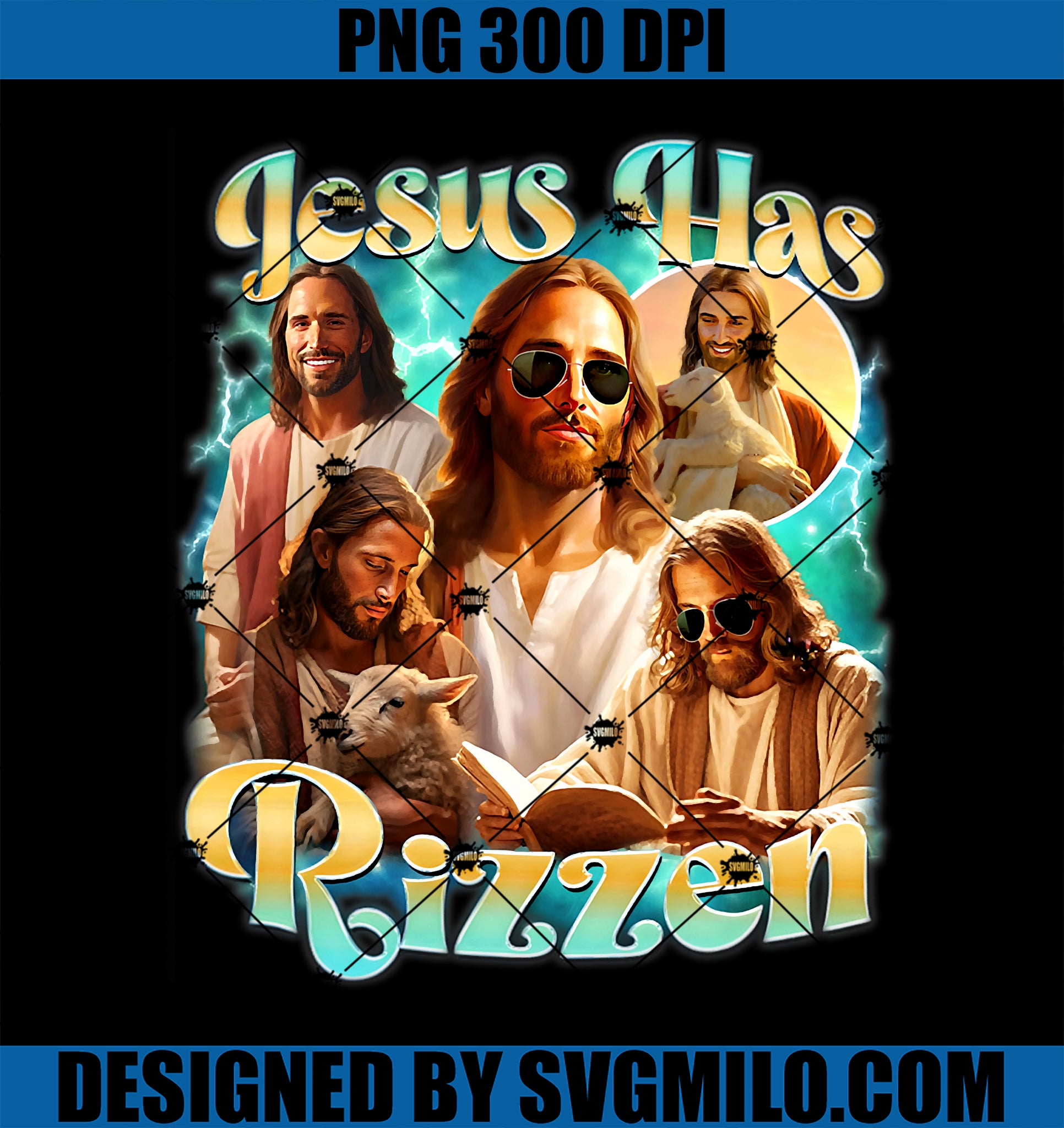 Jesus Has Rizzen He Is Rizzin PNG, Retro Christian Religious PNG