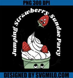 Jumping Strawberry Sundae Ice Cream Party PNG, Funny Retro Comic PNG