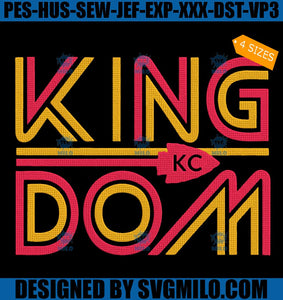 KC Kingdom Kansas City NFL Embroidery Design, Retro KC Kingdom Football Embroidery Design