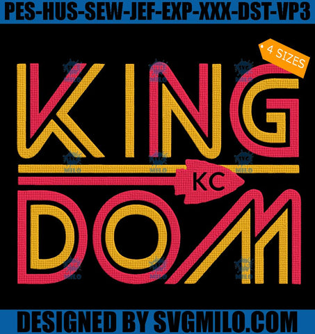 KC Kingdom Kansas City NFL Embroidery Design, Retro KC Kingdom Football Embroidery Design