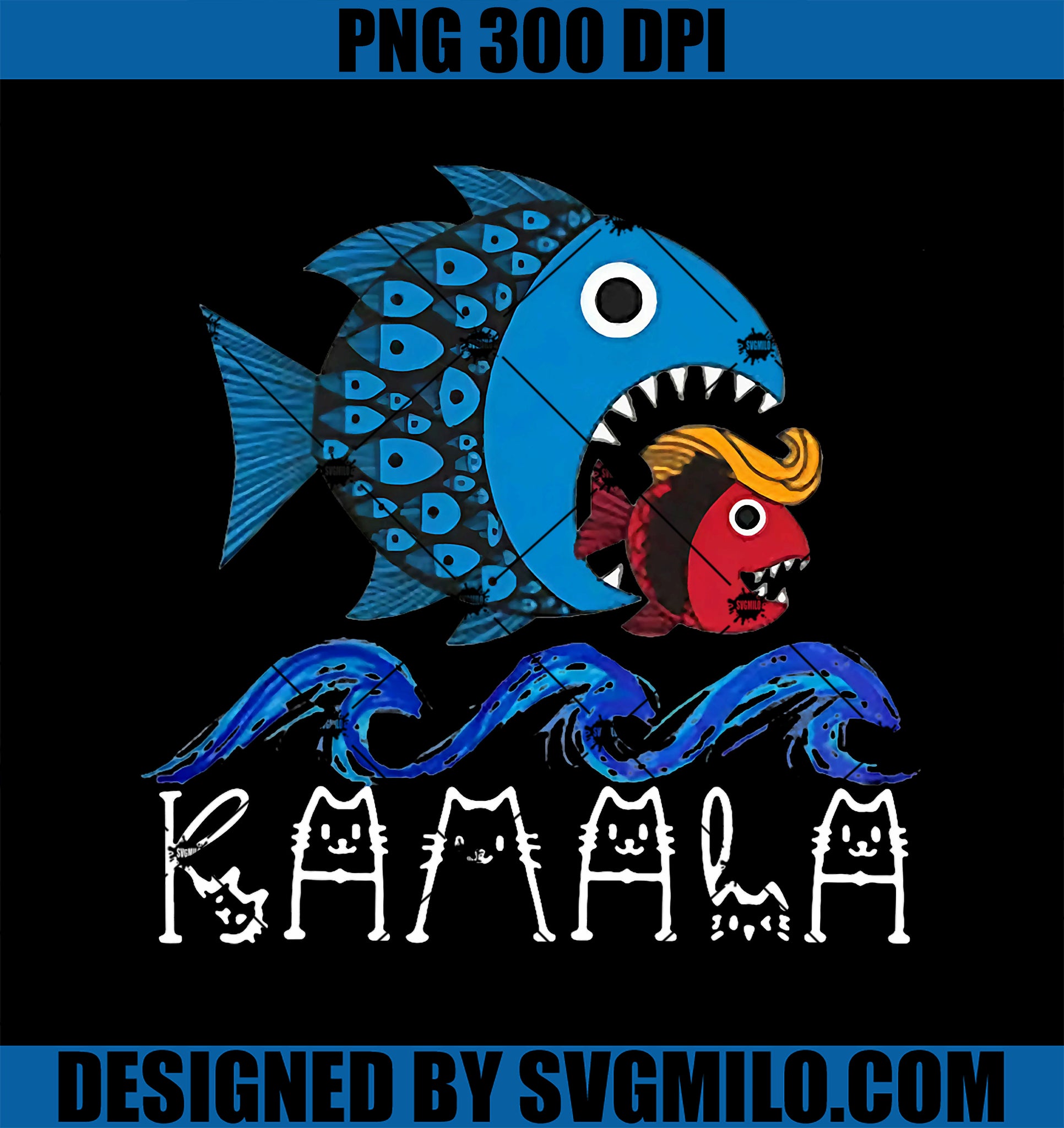 Kamala Fish Eat Fish PNG, Trump Fish PNG