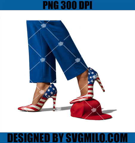 Kamala Harris With High Heels Stepping On Red Hat PNG