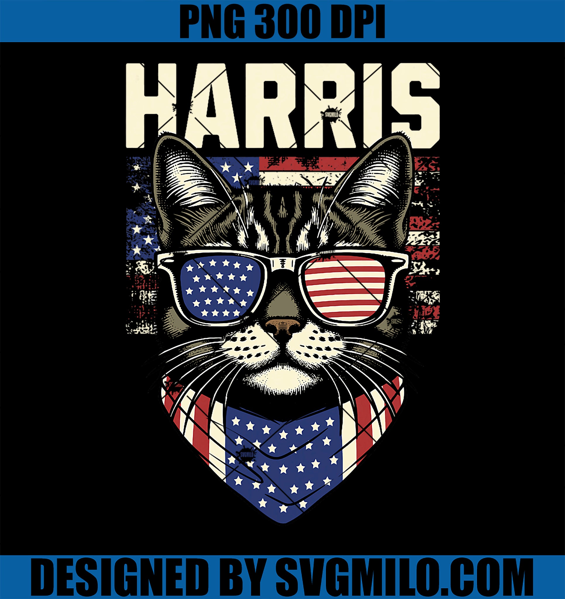 Kamala Harris for President 2024 PNG, Funny Cat PNG