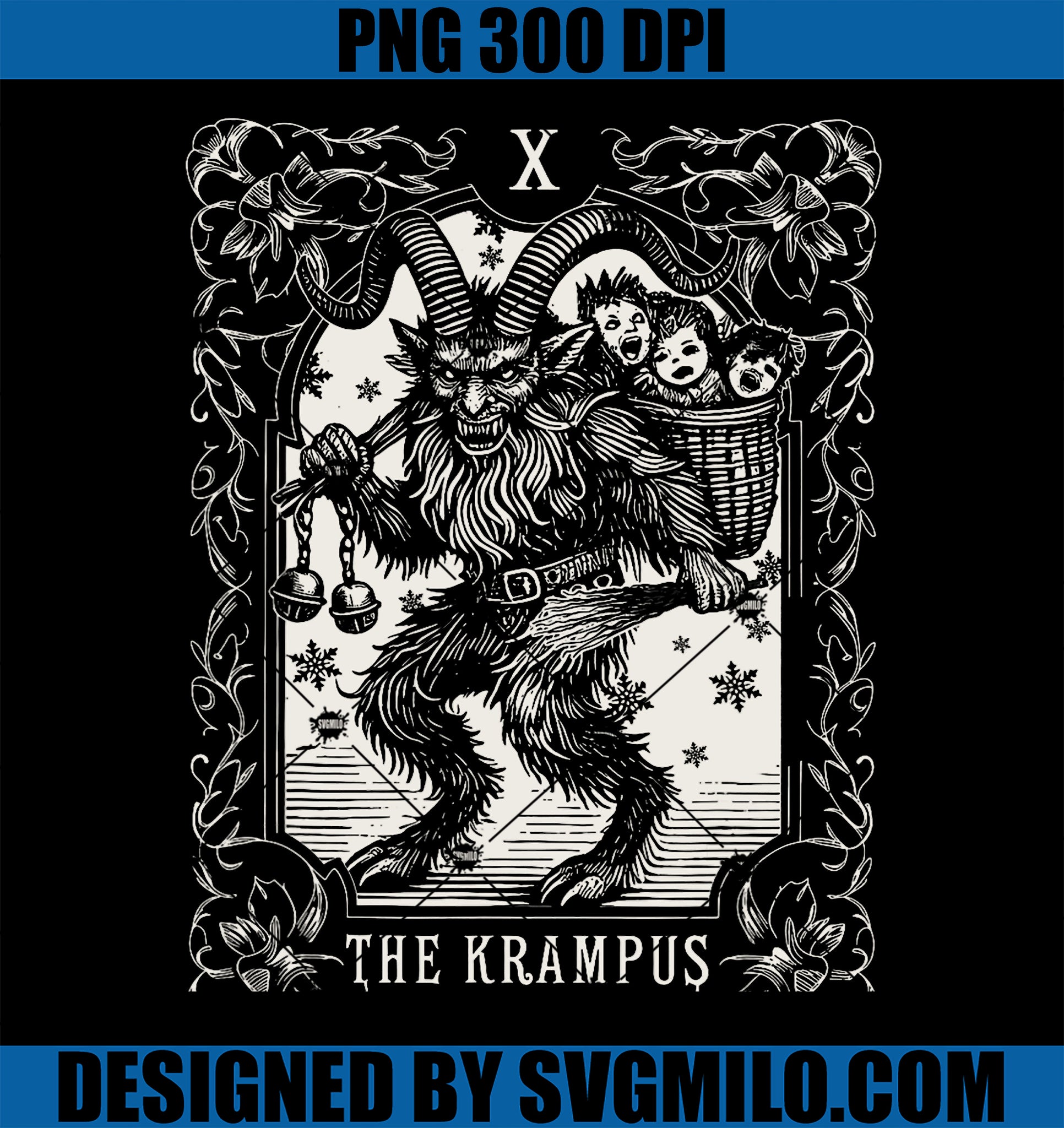 Krampus Tarot Card PNG, Christmas Season Evil PNG