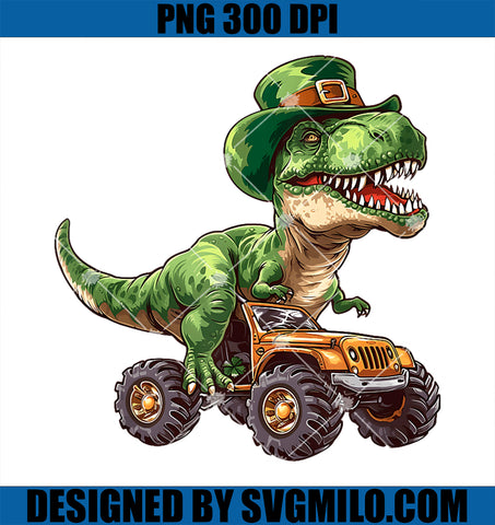 Leprechaun Dinosaur Monster Truck PNG, St Patricks Day PNG