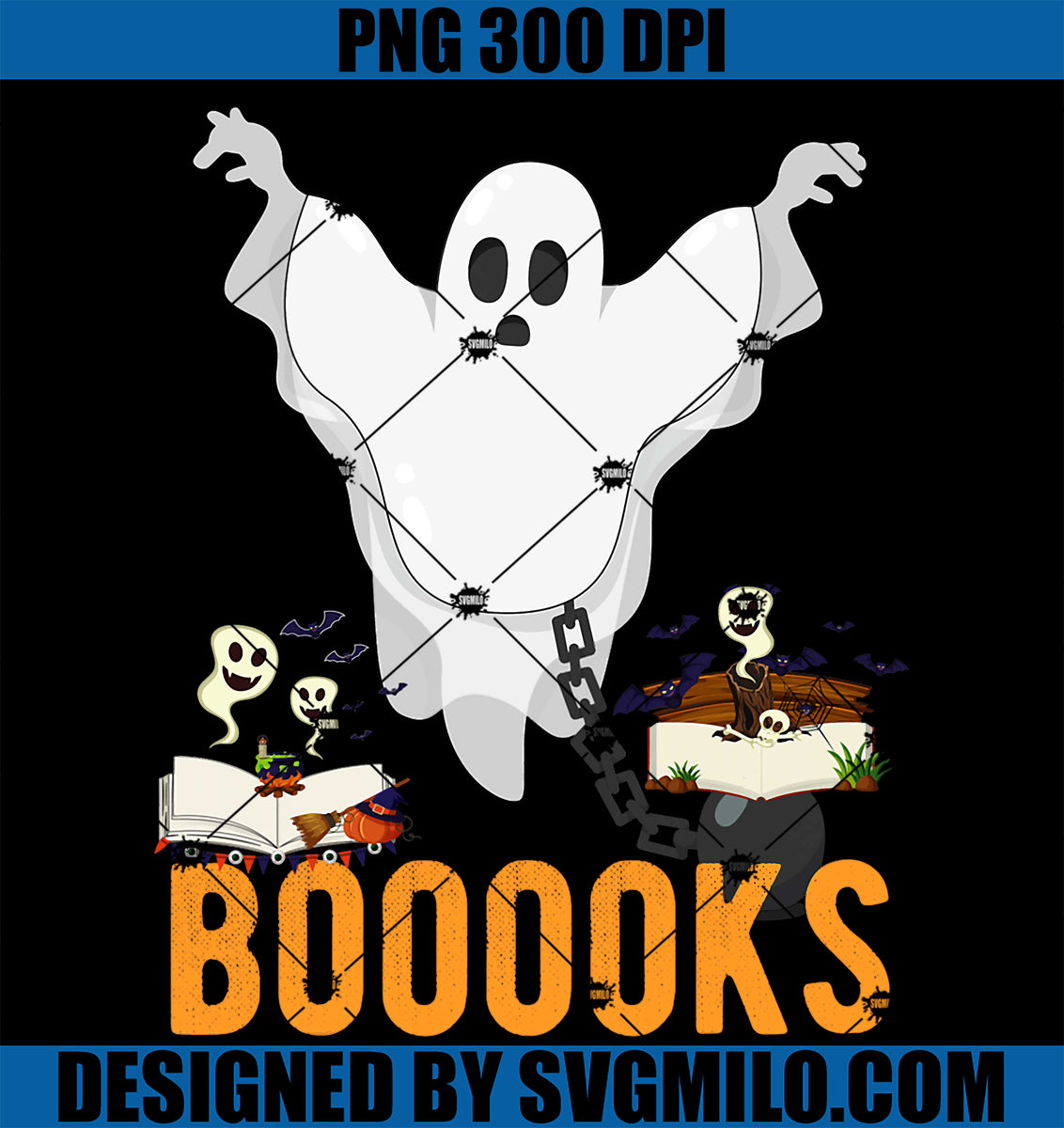 Librarian-Books-Reading-Cute-PNG_-Ghost-Pun-BOOOOKS-Halloween-PNG ...