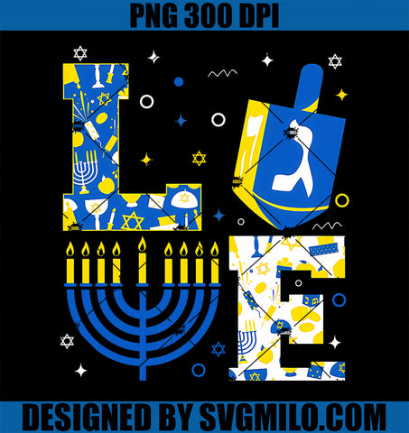 Love Hanukkah Dreidel Menorah Jewish Chanukah PNG