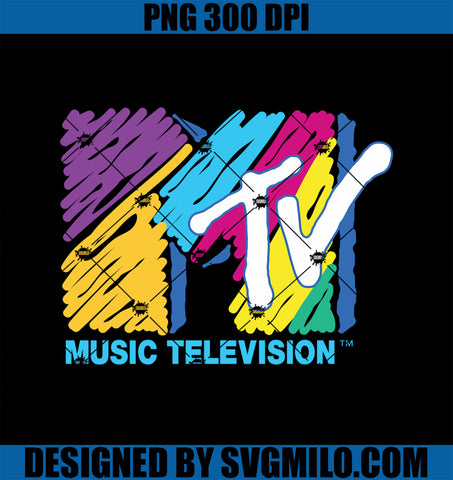 Mademark x MTV PNG, The Official MTV Logo With Great Colors Painted With Big Pen PNG