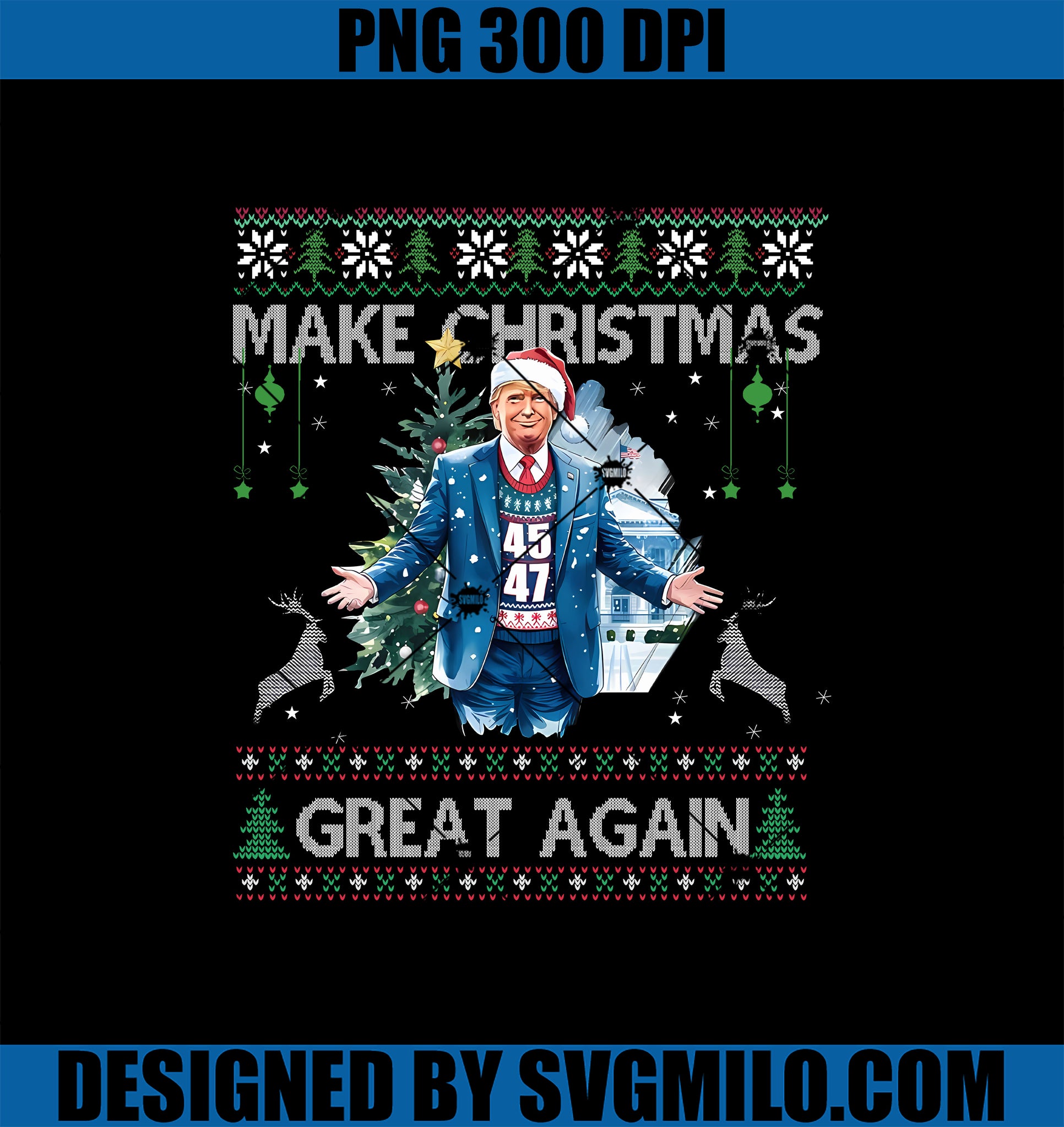 Make Christmas Great Again PNG, Santa Trump PNG